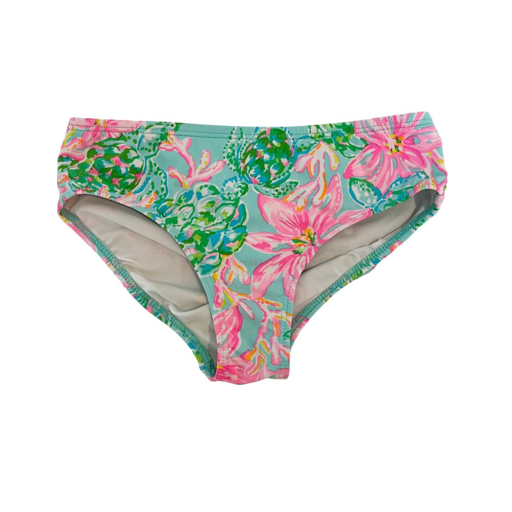 Lilly Pulitzer Girls Size 5 Bikini Swim Bottom Floral Sea Turtle Pink Blue